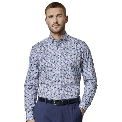 Businesshemd VENTI "VENTI Businesshemd Langarm Print", Herren, Gr. 38, Normalgrößen, bunt (blau), 100% Baumwolle, bedruckt, schmal, Hemden