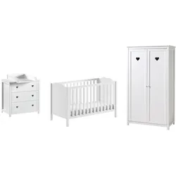 BABYZIMMER SET Kamila 4tlg Weiß Bett Kommode Schrank