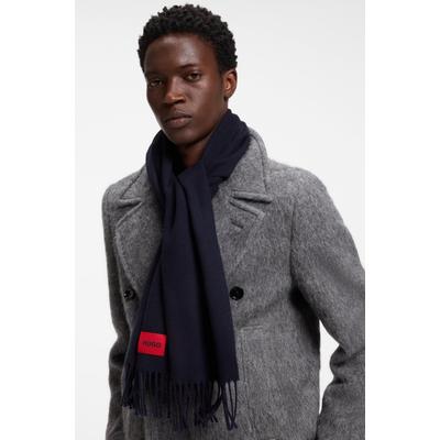 Schal HUGO "Orris 35*180", Damen, blau (dunkelblau 405), Web, Wollmischung, unifarben, Modetücher Schal, aus softem Wollmix, unisex