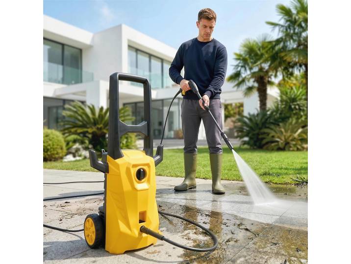 Outsunny Nettoyeur Haute Pression 1600W 120bar Buse Réglable Jaune