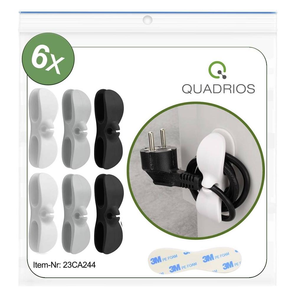 Quadrios 23CA244 Kabelhalter selbstklebend 23CA244 Schwarz, Grau, Weiss 6 St. (23CA244)
