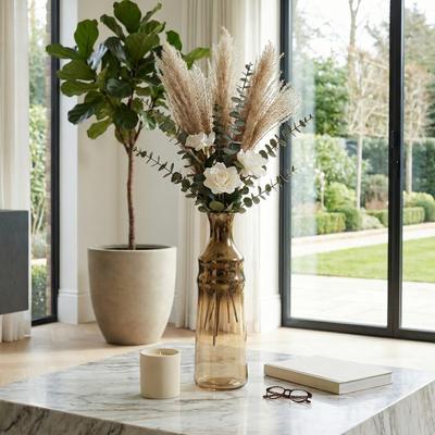 Sagebrook Home Decorative Tall Glass Vase with Gradient Detailing - Brown