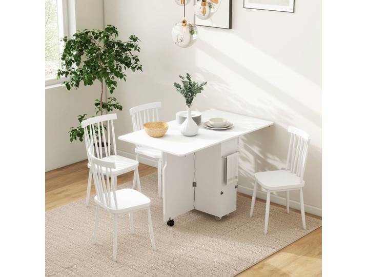 TABLE REPAS - MINIMAL - 130x80x76.5 cm - Extensible - Plateau relevable - Tiroirs et roulettes