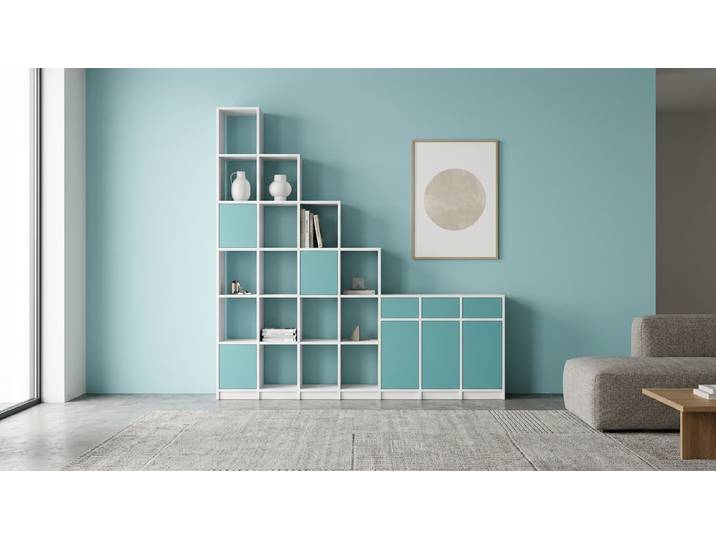 Stufenregal mit Ablage MDF Beschichtet MDF Weiß matt