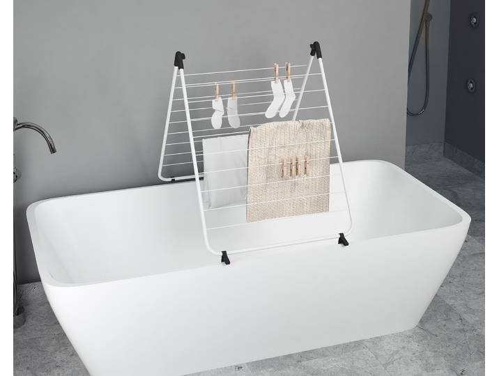 Badewannen-Wäscheständer BISCHOF COLOMBO BAGNO , silber (silberfarben, schwarz), B:63cm H:68cm, Kunststoff, Stahl, Wäscheständer, Badewannen-Wäscheständer, 10 m Trockenlänge, zusammenklappbar, Stahl/Kunststoff