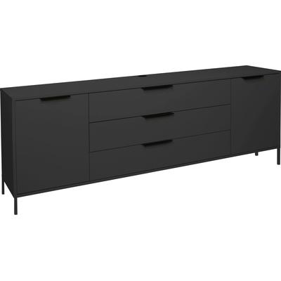 Sideboard MÄUSBACHER "Bonnie", grau (anthrazit matt lack), B:216cm H:70cm T:45cm, Sideboards, Sideboard, Sideboard mit Quadratgestell