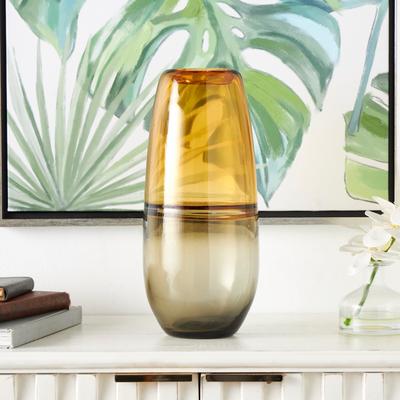 ARCILLA ELEMENTAL Orange Glass Handmade Ombre Vase with Gray Base