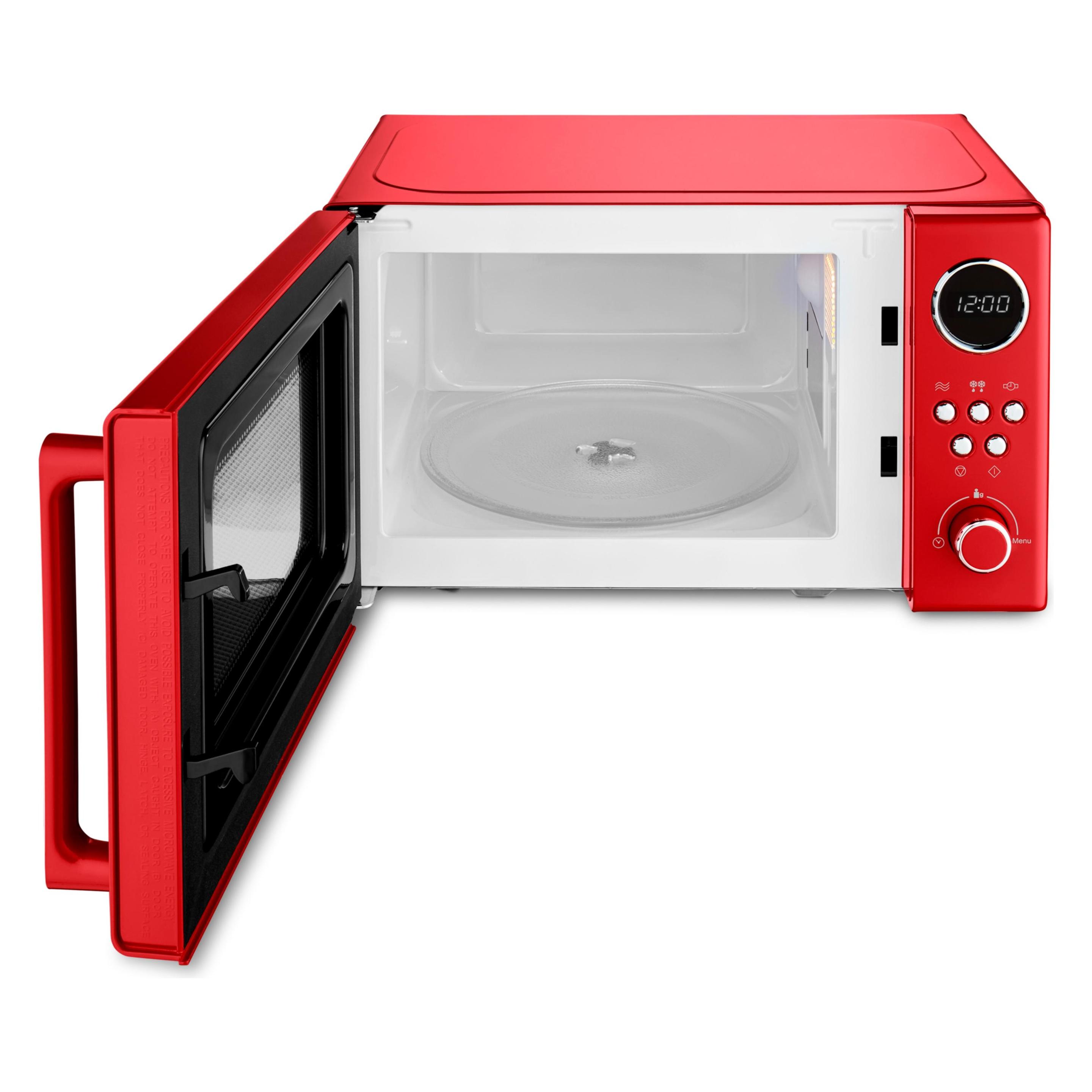 Medion rot, 800 W Leistung, 20 L kompakt, 5 Mikrowellenstufen, Auftaufunktion, Timerfunktion, stilvolles Re (20 l) (50075145)