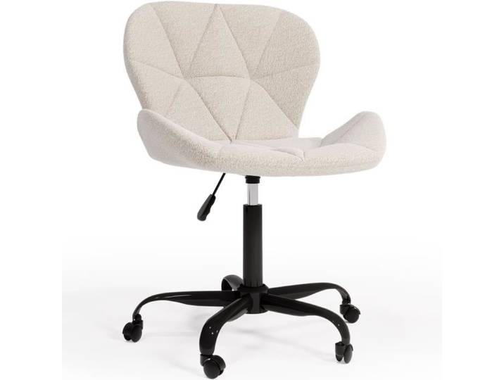 Chaise de bureau tapissée en tissu Bouclé - Structure noire Winka Blanc