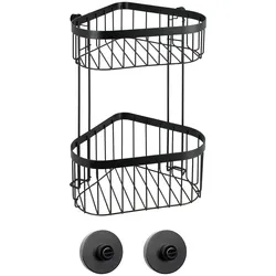 WENKO Eckregal 2 Etagen Mod. Classic Plus Black mit Vacuum-Loc® Adapter, Befestigen ohne bohren