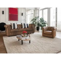 Couchgarnitur 3+1 - Microfaser - Vintage-Look - CHESTERFIELD