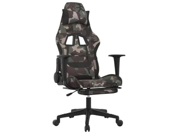 HKLGBVCR Massagestuhl, Schwarz und Camouflage, aus Stoff Fußstütze, neigbare Rückenlehne, höhenverstellbar, Rollen, drehbare Sitzfläche, Montageanleitung (evtl. nicht in deutscher
