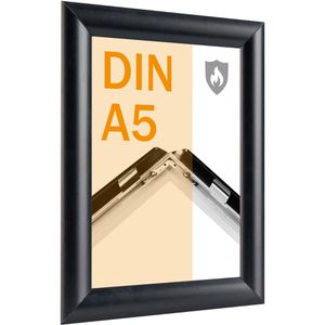 Sprintis Klapprahmen Brandschutz B1, 25 mm Profil, DIN A5, schwarz, Aluminium, Brandschutzklasse B1