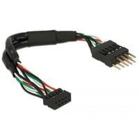 USB 2.0 Kabel, 10 Pin Header Buchse > 10 Pin Header Stecker schwarz, 12cm