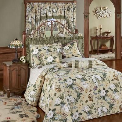 Cathay Home Inc. Garden Images III Grande Bedspread Set Parchment, Queen, Parchment