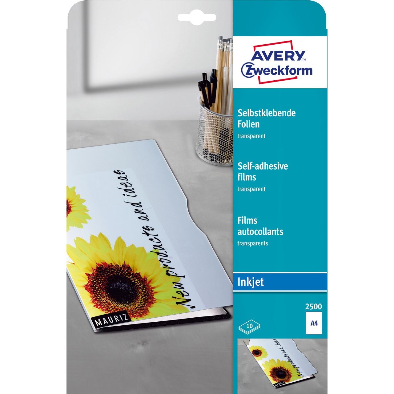 Avery Zweckform A4 Folie Inkjet selbstk 10
