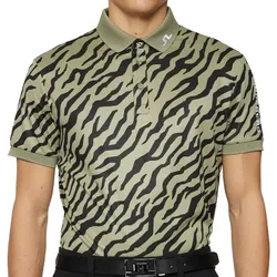 J.Lindeberg Golf Tour Tech Print Herrenpolo oliv Tiger