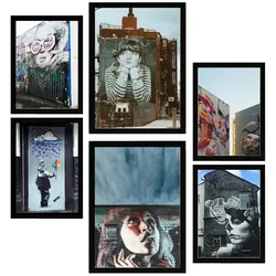POSTER Set Mit 6 Graffiti Urbane Straßenkunst A3 & A4 Schwarzer Rahmen