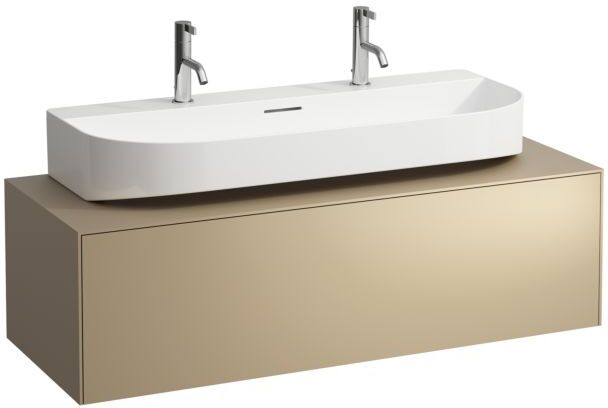 LAUFEN Sonar Schubladenelement/Sideboard H4054610340401 117,5x34x45,5cm, Ausschnitt Mitte, Aufsatzwaschtisch, Gold