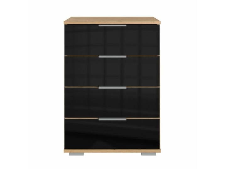 Wimex Easy Plus Nachtkommode - Artisan Eiche Nachbildung, Glas schwarz Modern