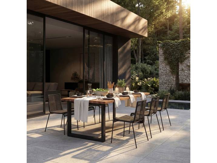 Gartenset Suna Schwarz Holz/Textil/Metall + Abdeckung
