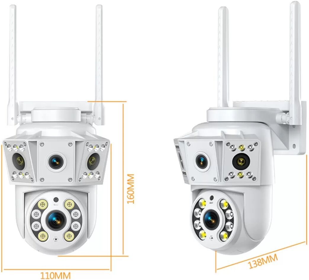 INF Caméra de sécurité WiFi à double objectif : 1080P HD, vision nocturne couleur, surveillance à distance