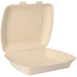 Nette 200 Bio Menüboxen Zuckerrohr natur ungeteilt 240x195x72mm