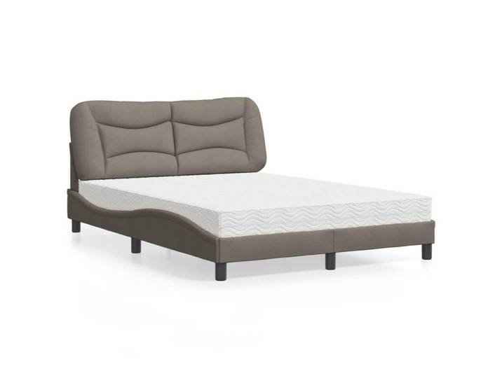 vidaXL Bettgestell vidaXL Bett mit Matratze Hvar Taupe 120x200 cm Stoff