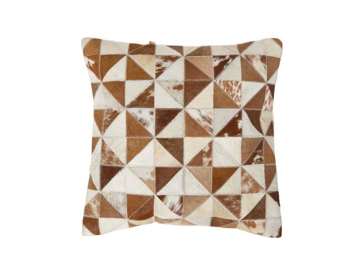 PATCHWORK-KISSEN Fell & Leder 45/45 cm geometrisch