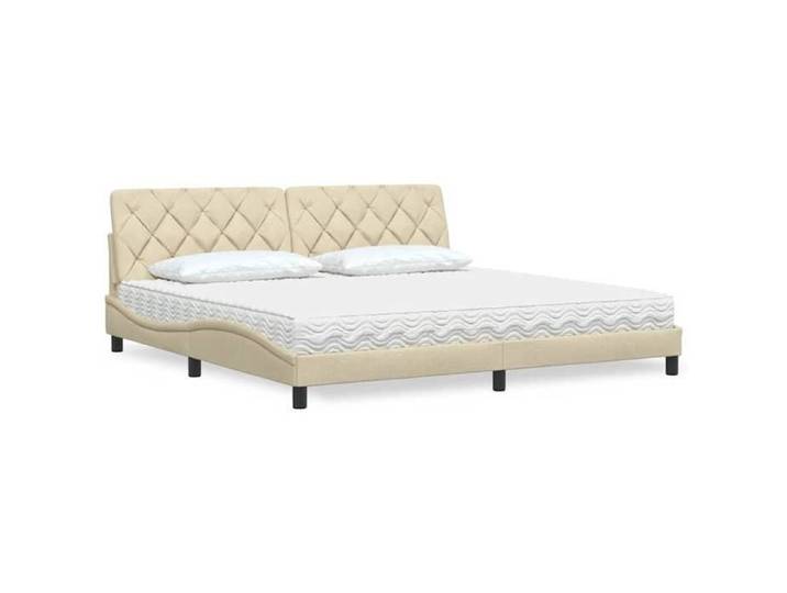 Lit avec matelas crème 200x200 cm tissu 3310767