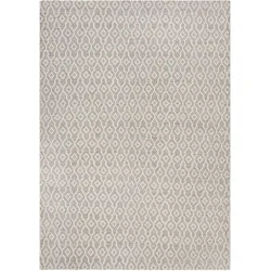 WOLLTEPPICH handgewebt ROTHER, mit Diamant Muster, Hellgrau, 80 x 150 cm