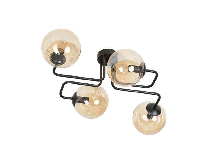 Plafonnier de style vintage avec 4 sphères en verre ambré