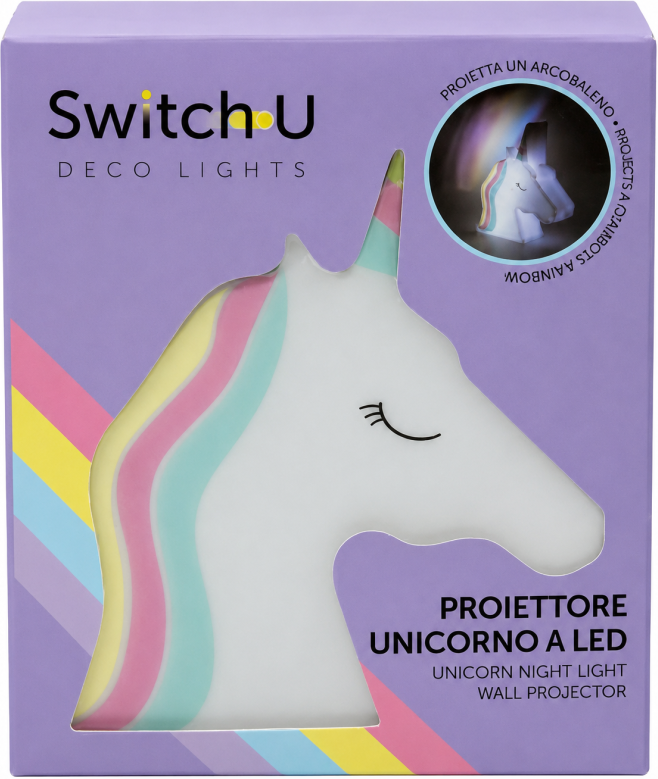 SwitchU Lampada notturna Unicorno con proiezione