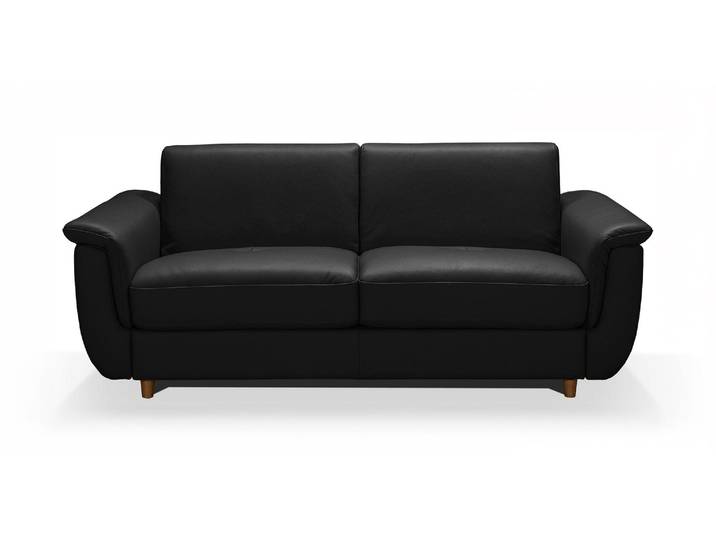 COURCHEVEL - Canapé convertible design 4 places - Cuir, Noir