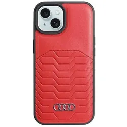 Audi Synthetic Leather MagSafe iPhone 15 Plus / 14 Plus 6.7" czerwony/red hardcase AU-TPUPCMIP15M-GT (Apple iPhone 15 Plus), Smartphone Hülle, Rot