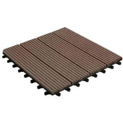 KARAT Klickfliesen Terrassenfliesen WPC Royal - 30 x 30 cm - Drainagefunktion - Witterungsbeständig // Dunkelbraun