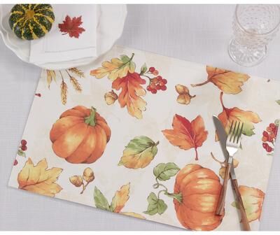 Saro Lifestyle Placemats With Fall Pumpkin Design (Set of 4)