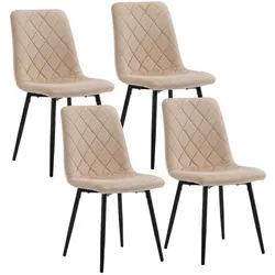 Relaxdays Samt Esszimmerstuhl Set Beige,Schwarz