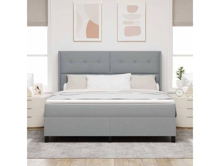 KTHLBRH Hellgraues Bett 180 x 200 cm mit Matratze Verstellbares Kopfteil, Struktur aus Holz, Lattenrost, Verwendung im Innenbereich