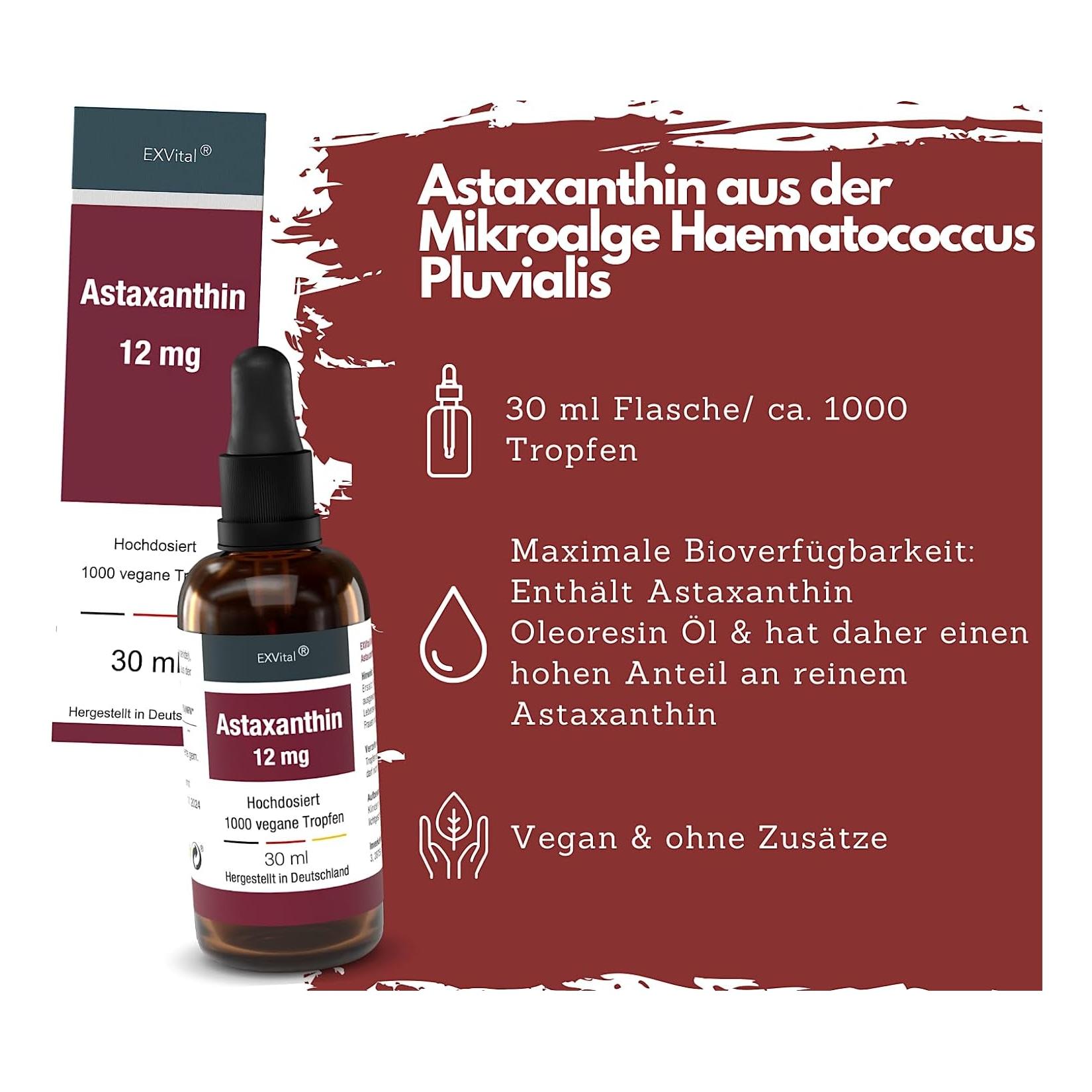EXVital® Bio Astaxanthin Tropfen, hochdosiert, 30 ml