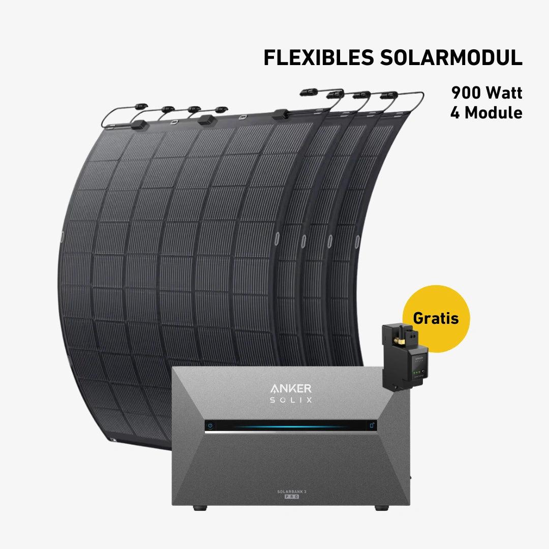 900 Watt, Komplettset mit flexiblen Modulen, Balkonkraftwerk, Anker 3 Pro