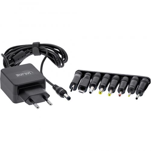 InLine Universal Steckernetzteil, 5V / 15W, mit 8 Wechselstecker, Micro-USB, USB-C