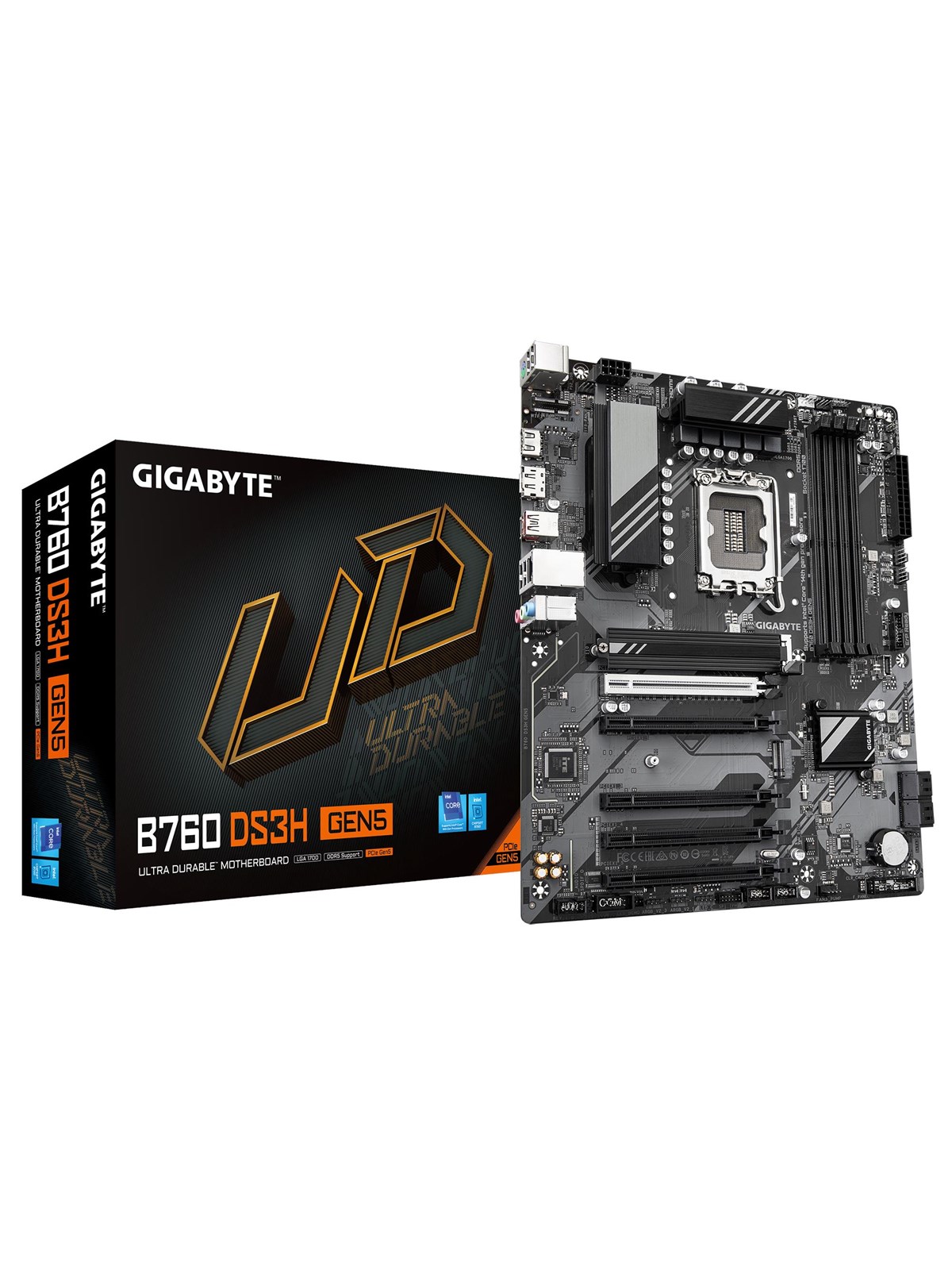 GIGABYTE B760 DS3H GEN5 Mainboard - Intel B760 - Intel LGA1700 - DDR5 RAM - ATX