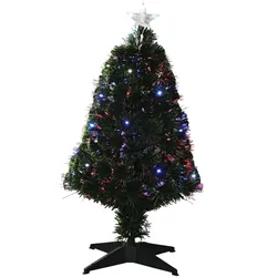 WellHome - Glasfaser-Weihnachtsbaum mit 20 mehrfarbigen LED-Lichtern und einem Stern, 43x43x90cm