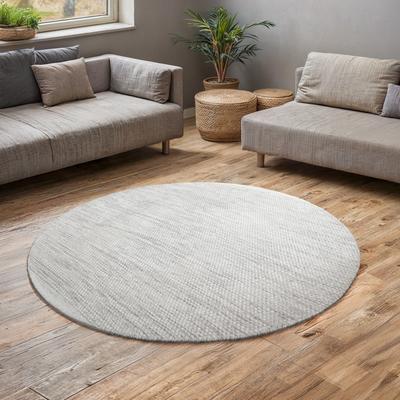 Wollteppich OTTO HOME "Woolscape", beige (natur, grau), H:10mm Ø:200cm, Wolle, Teppiche, Wendeteppich, handgewebte Qualität, meliert, reine Wolle, Wohnzimmer