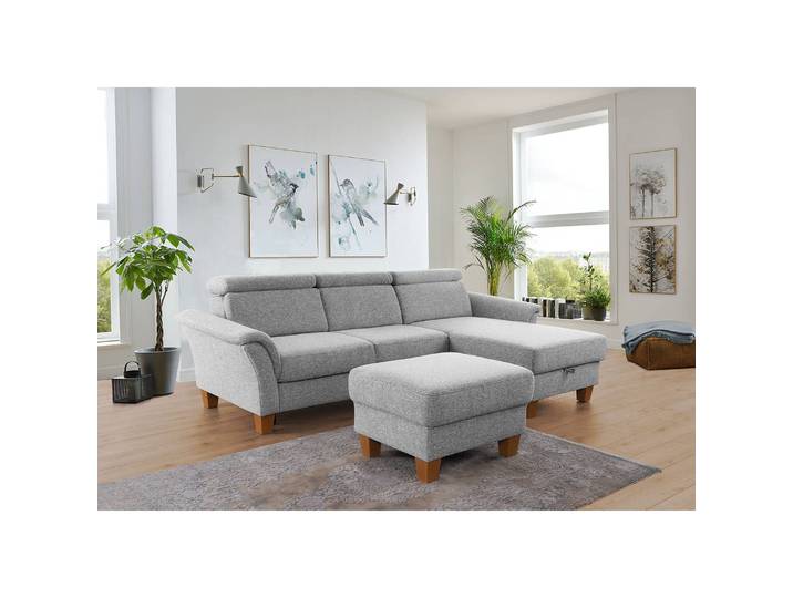 Polsterhocker Eustis 74 x 48 x 63cm Silber Flachgewebe Amra: Silber