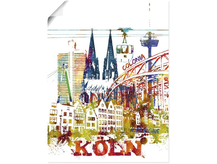 Leinwandbild ARTLAND Köln Dom Grafik , bunt (farbe bild(er): bunt1), B:60cm H:80cm, Bilder, Leinwandbild, auf Keilrahmen gespannt
