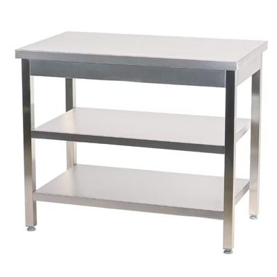 Gasfrit - ARBEITSTISCH Zentraler Tisch mit 3 Ablagen 1000x600x850mm| Professioneller Arbeitstisch aus Edelstahl
