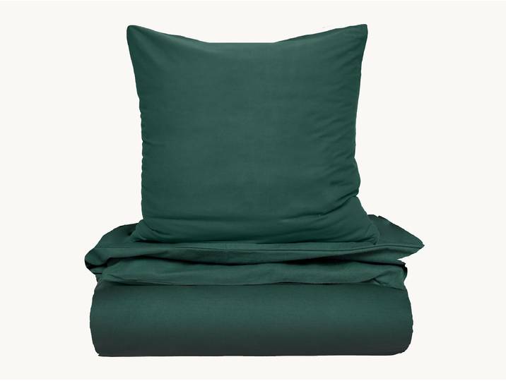 Feinbiber-Bettwäsche Comodo-Colora - 40x80 + 155x220 cm - dunkelgrün