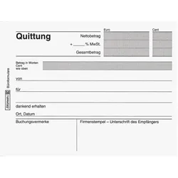 Baier & Schneider, Formular, Quittungsblock
